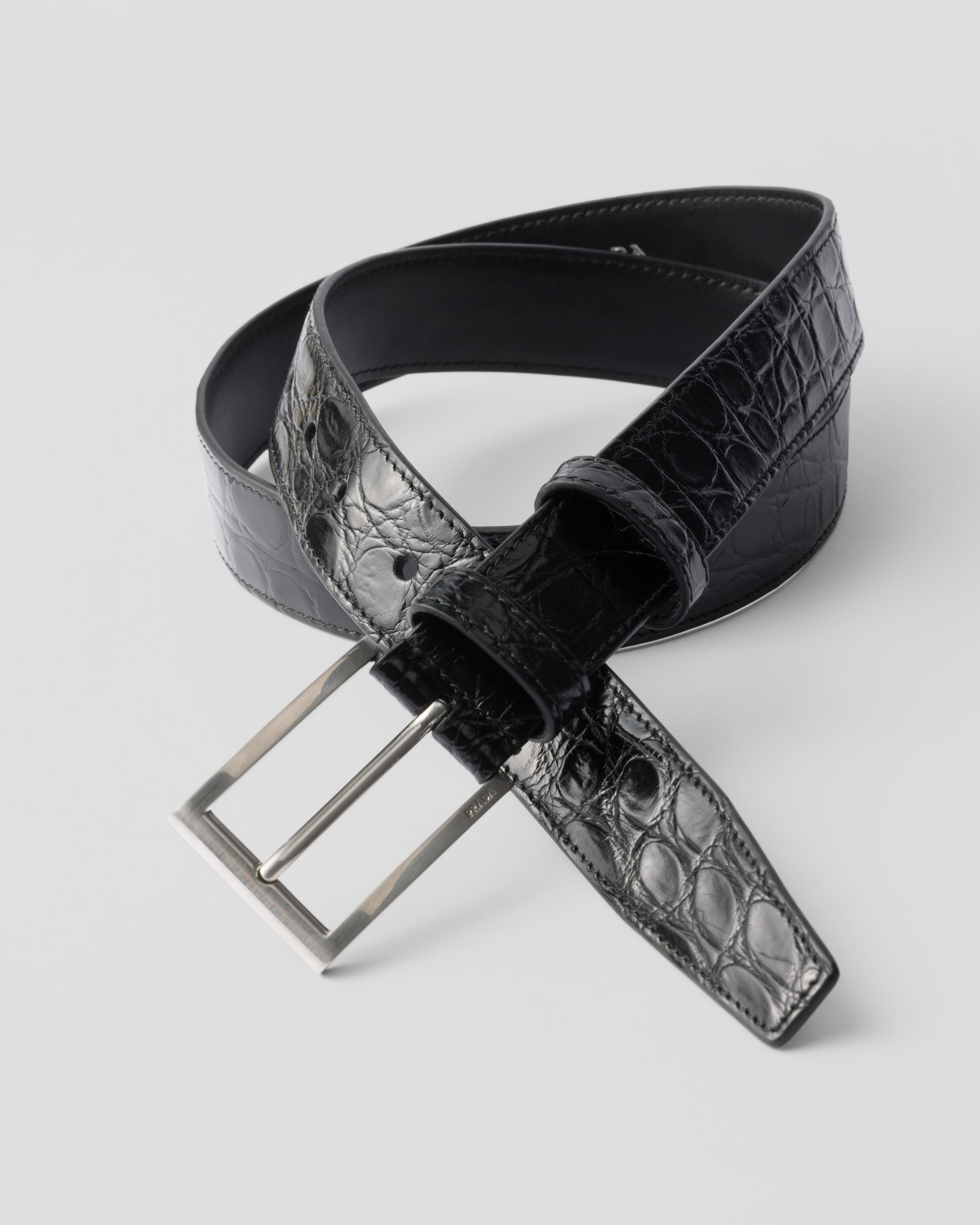 ブラック クロコダイルレザー ベルト | PRADA