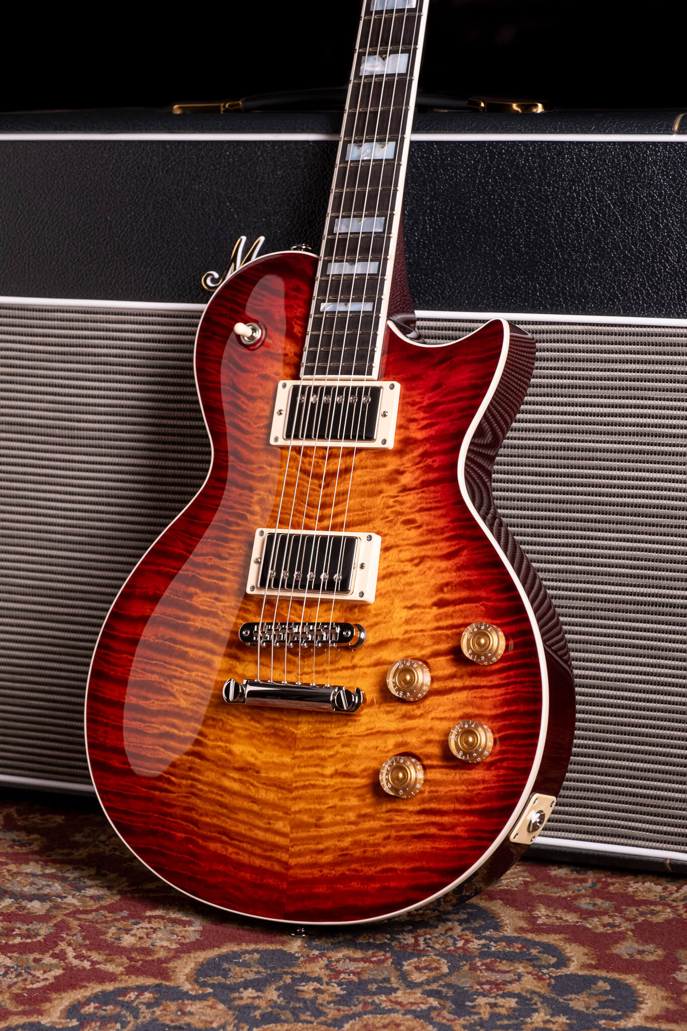 Master Built Elite Flame Maple Tiger Eye Burst - Prestige Guitars Ltd.