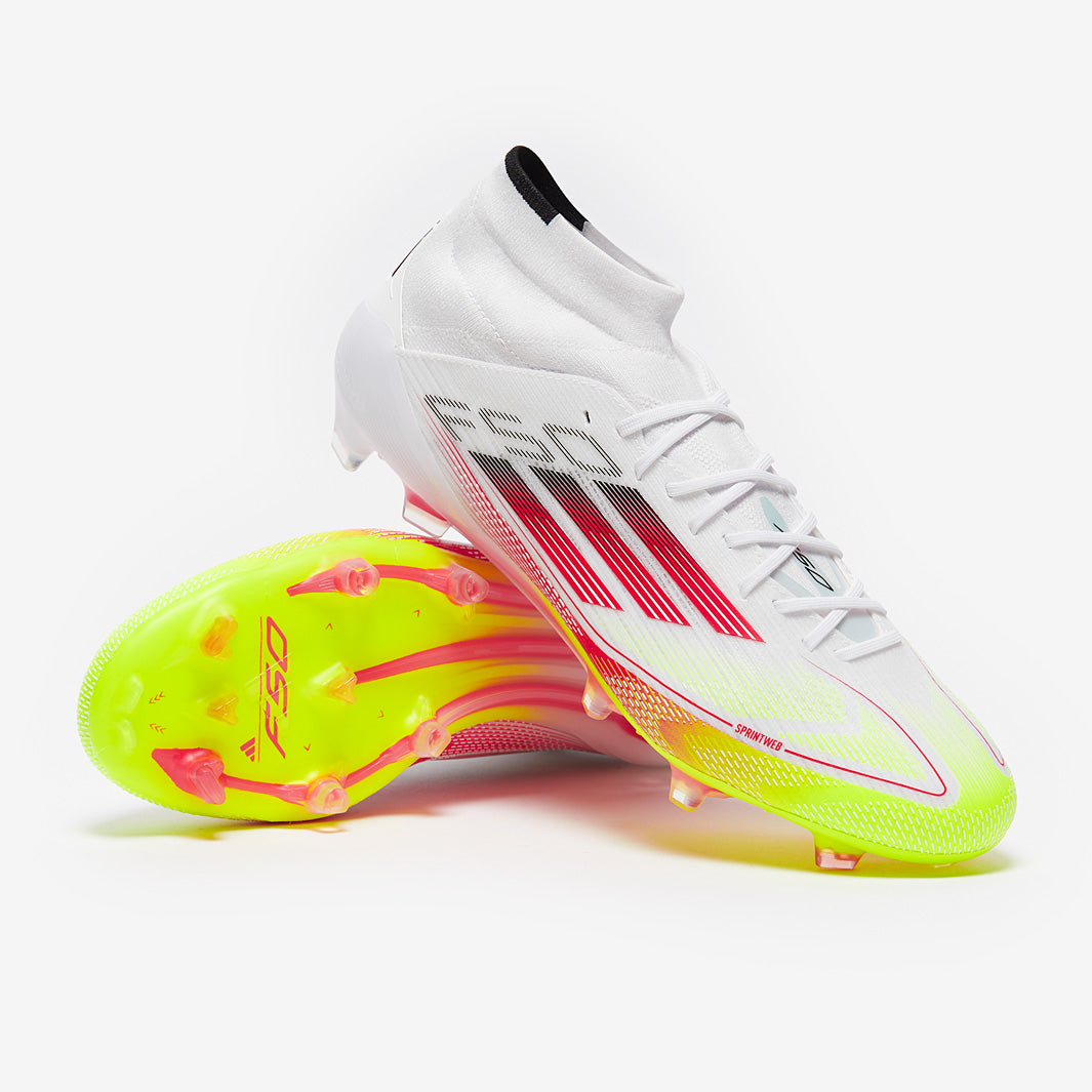 adidas Womens F50 Elite Mid Firm Ground - White/Lucid Red/Solar