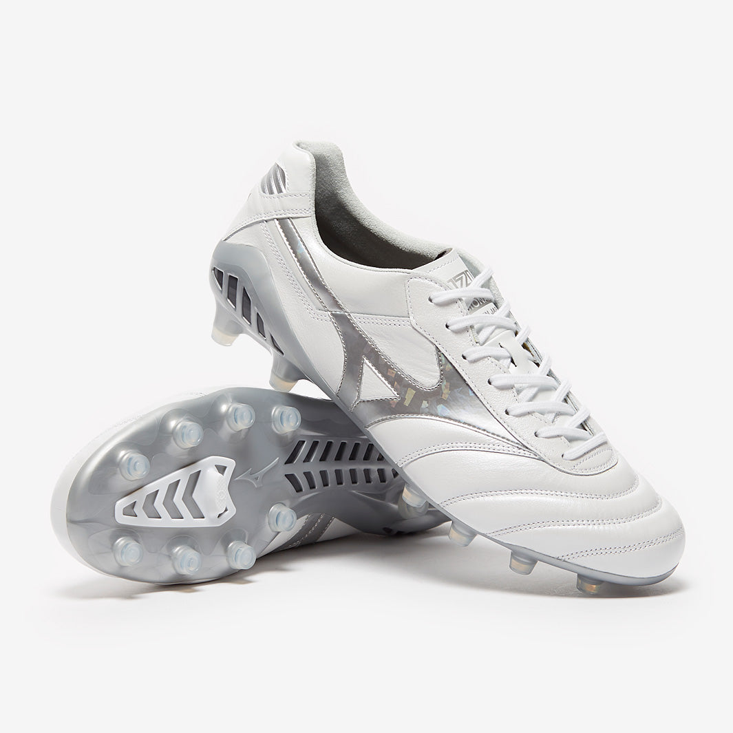 Mizuno Morelia DNA Japan FG- White/Galaxy Silver - Mens Soccer Cleats