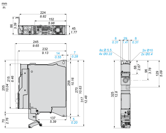 インバーター Altivar ATV320 外形寸法図/重量 | Pro-faceブランドの