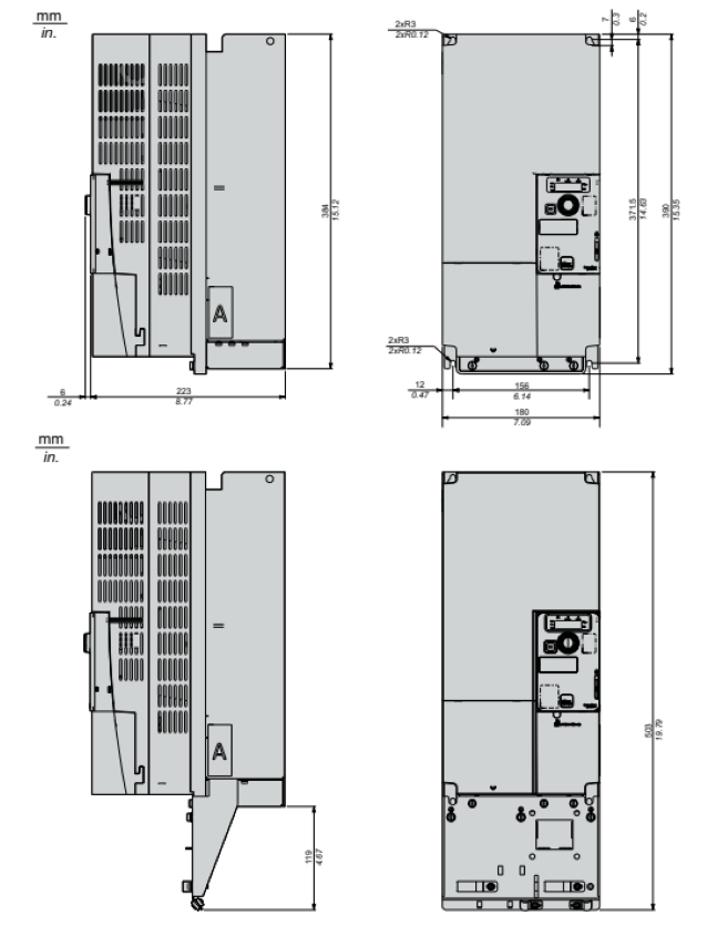 インバーター Altivar ATV320 外形寸法図/重量 | Pro-faceブランドの