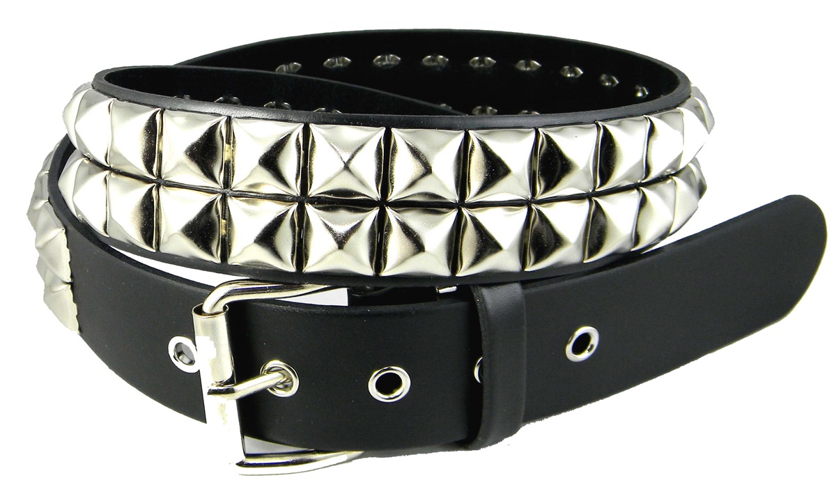 楽天市場】スタッズベルト ピラミッド鋲 パンク 本革 2連スタッズ