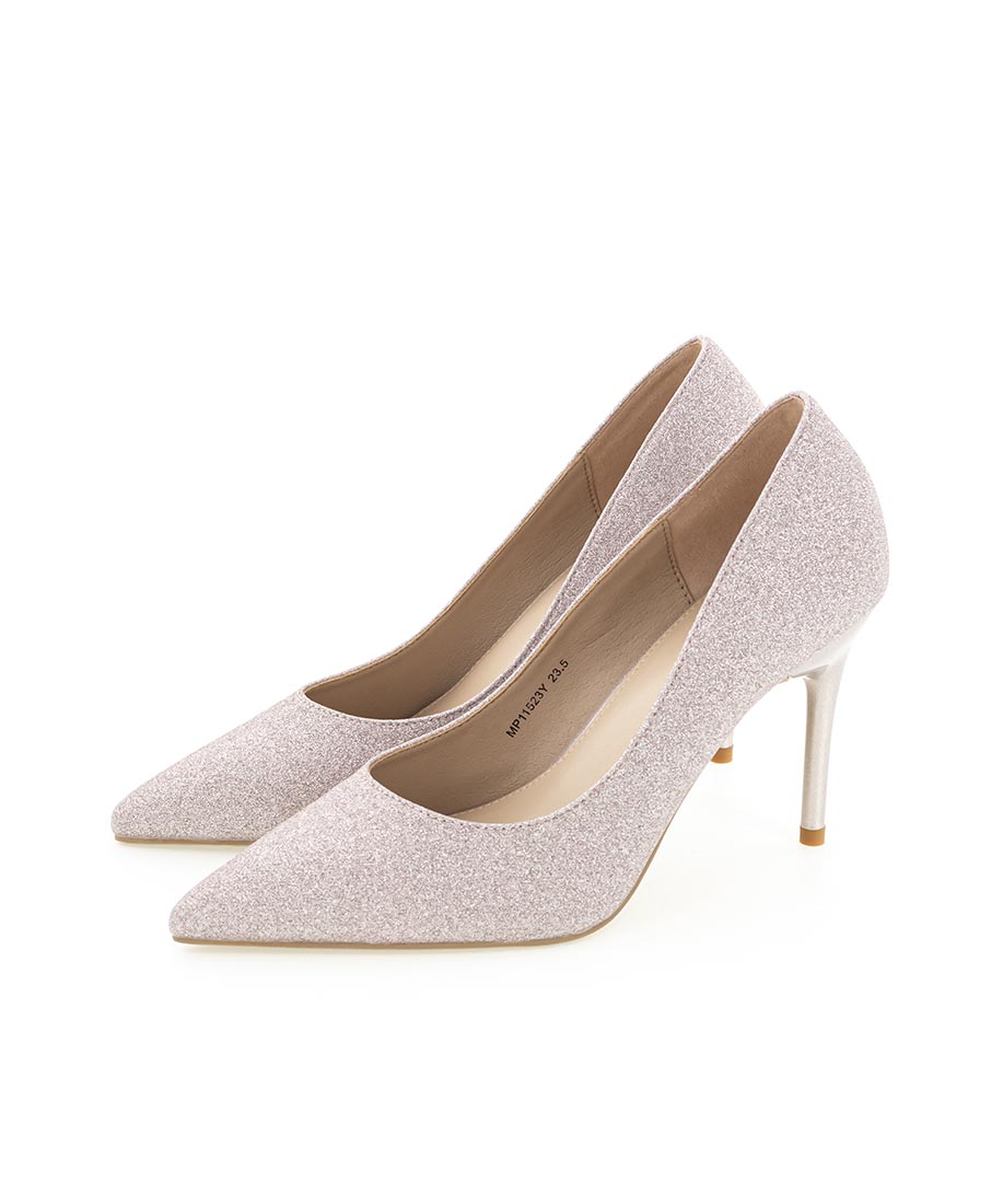 SALE】グリッターピンヒールパンプス
