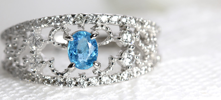 ブラジル産パライバトルマリン 0.30ct ダイヤモンド プラチナ リング