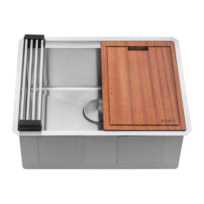 Ruvati 24-inch Workstation Rounded Corners Undermount Ledge