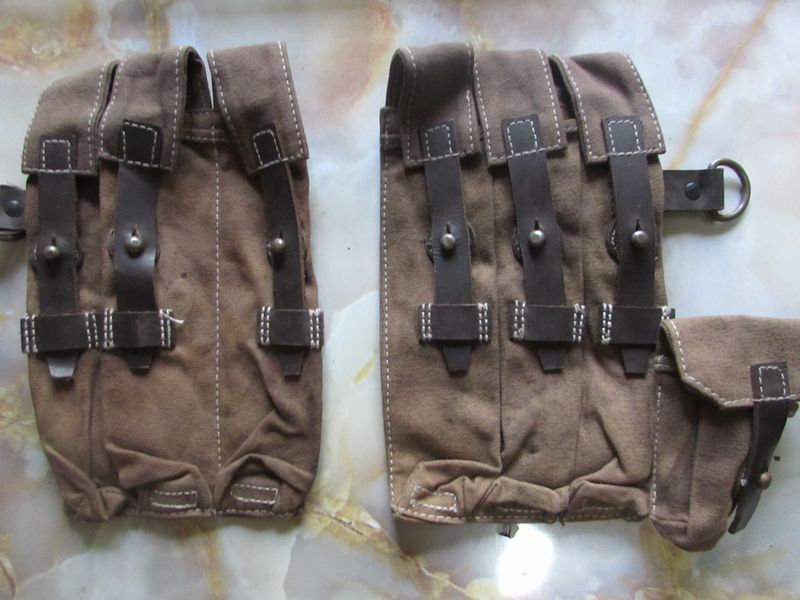 WW2ドイツ軍 MP40三連マグポーチ左右＋サスペンダー WW2ドイツ軍 MP40三連