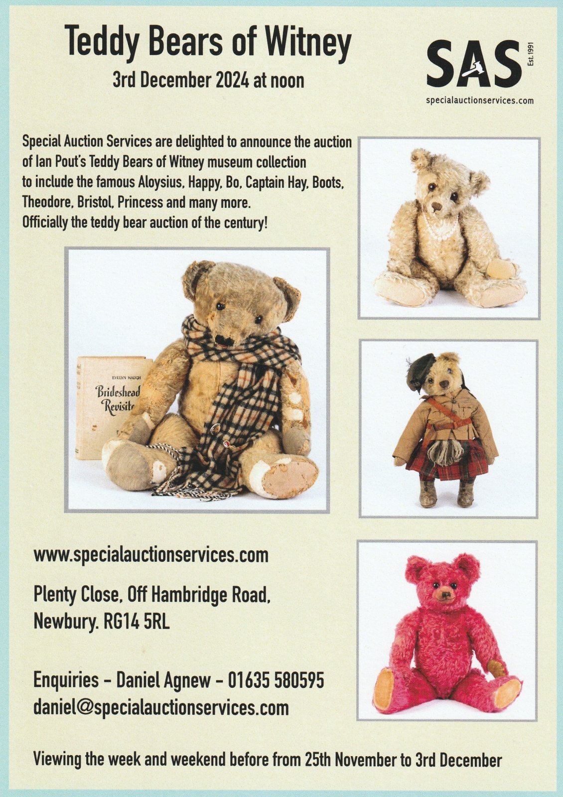 ウィットニー所蔵の貴重なベアたちがオークションに出品されます！