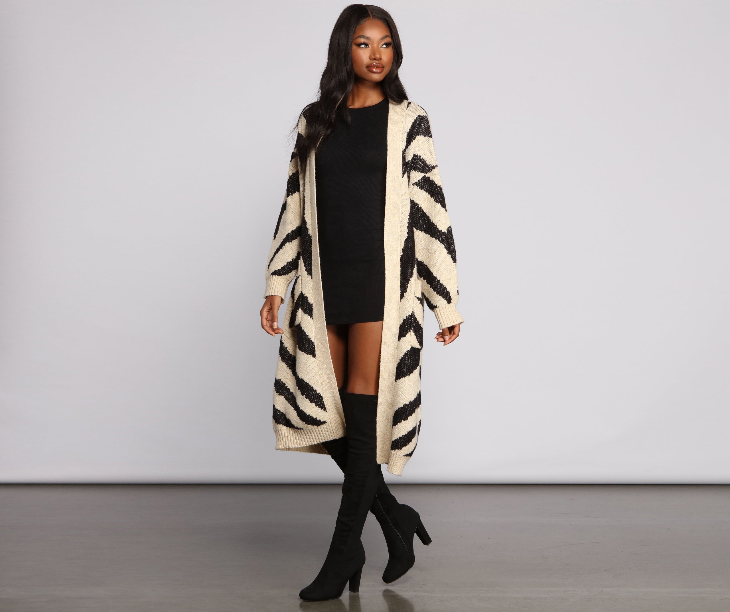 Zebra Print Long Line Cardigan | Windsor