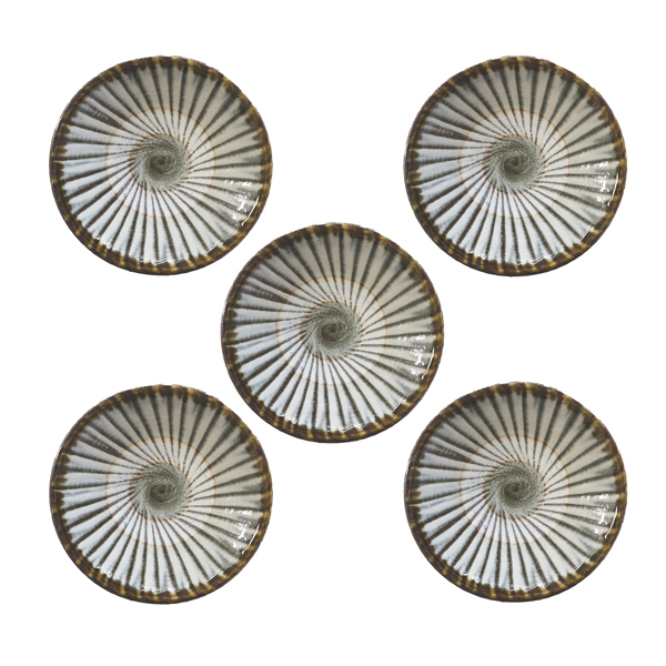 小鹿田焼] 四寸皿 刷毛目 (5枚セット): ネットデパート｜トキハ