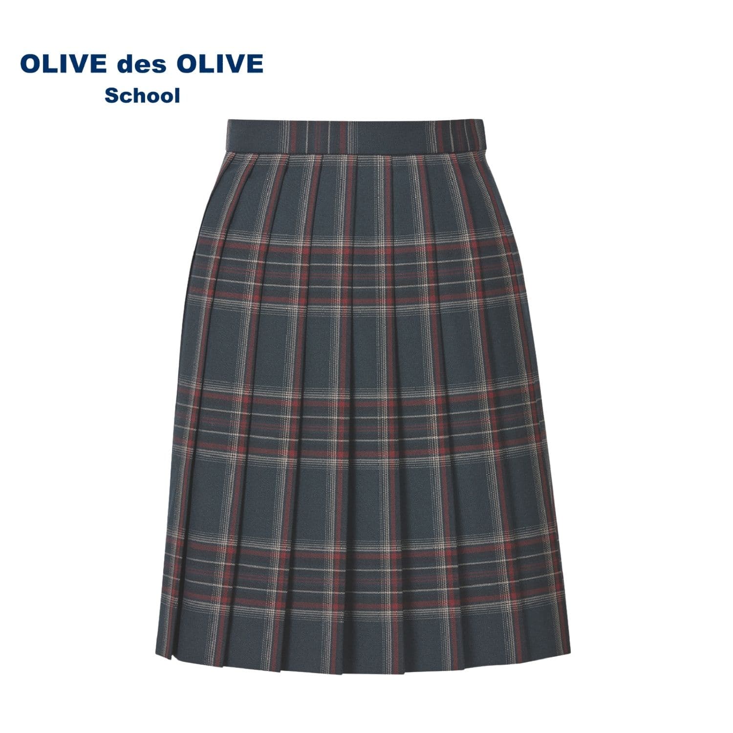 チェック柄スカート ダークグリーン×エンジ｜OLIVEdesOLIVESchool公式
