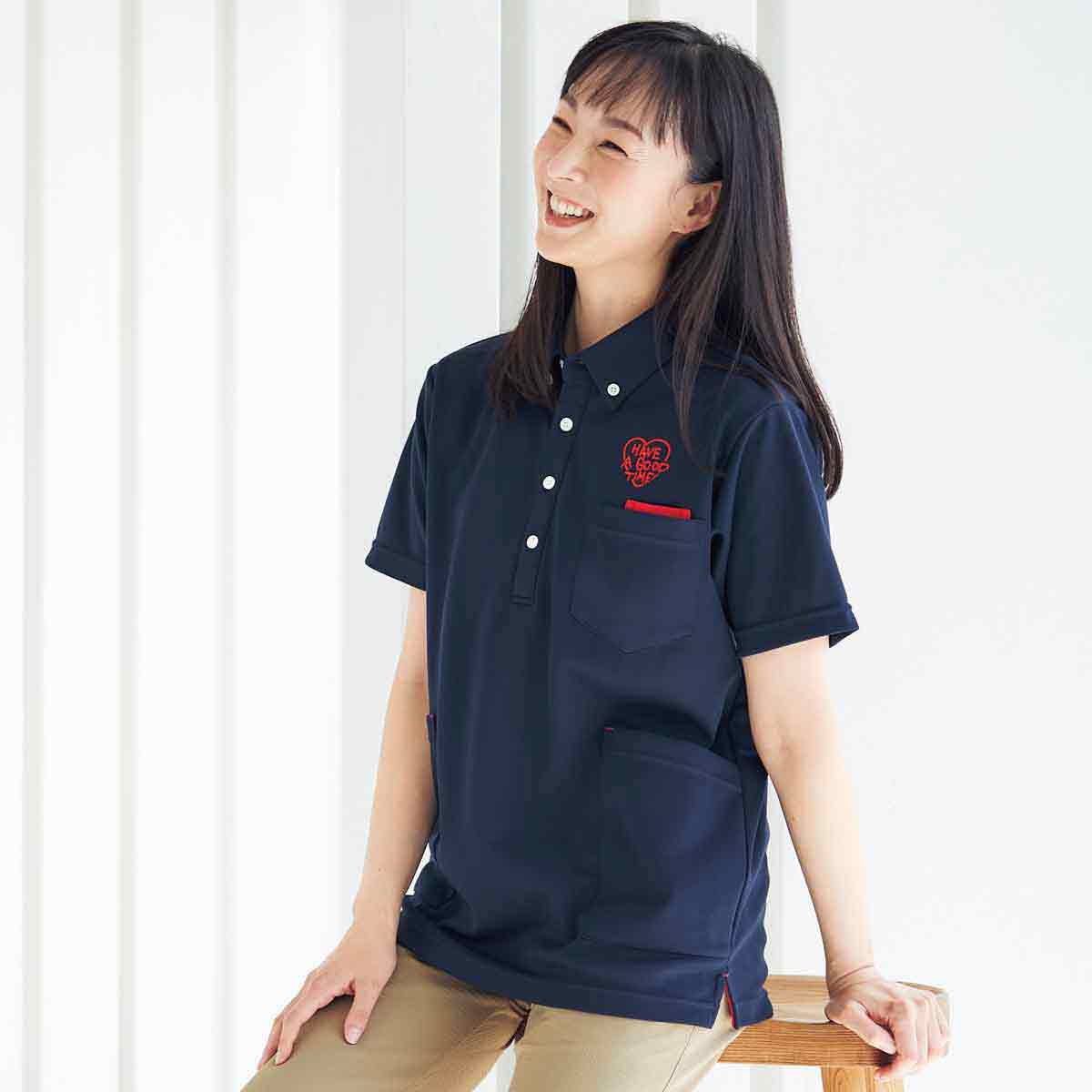 品番： CR156 】 男女兼用 ニットシャツ 介護士 吸汗 速乾 軽量 腰