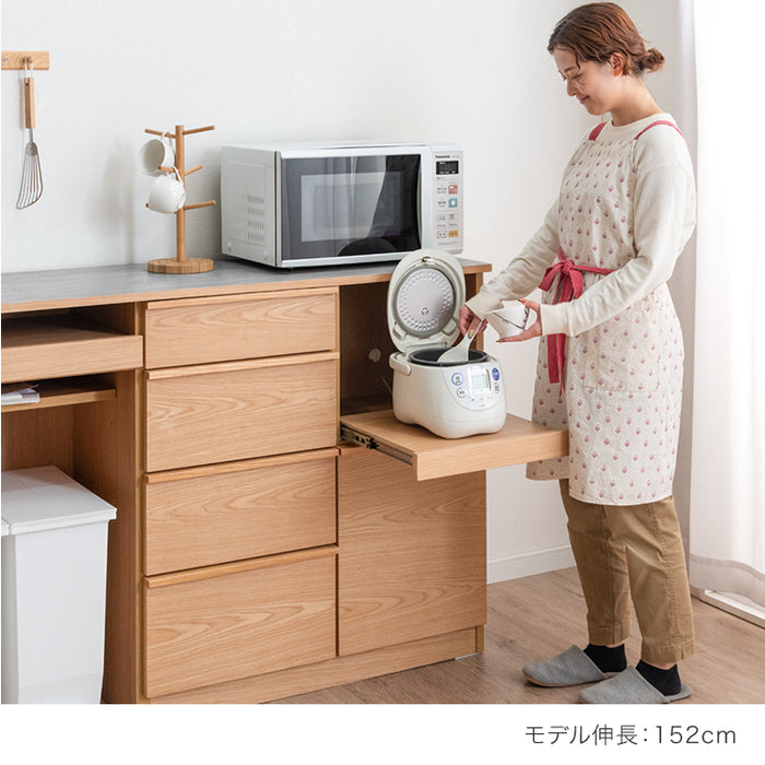 幅140] キッチンカウンター 完成品 大型レンジ対応 食器棚 キッチン