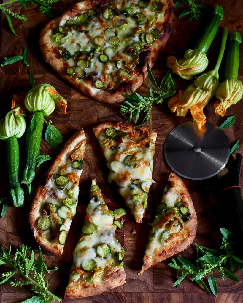 Squash Blossom Flatbread Pizza - Taste With The Eyes