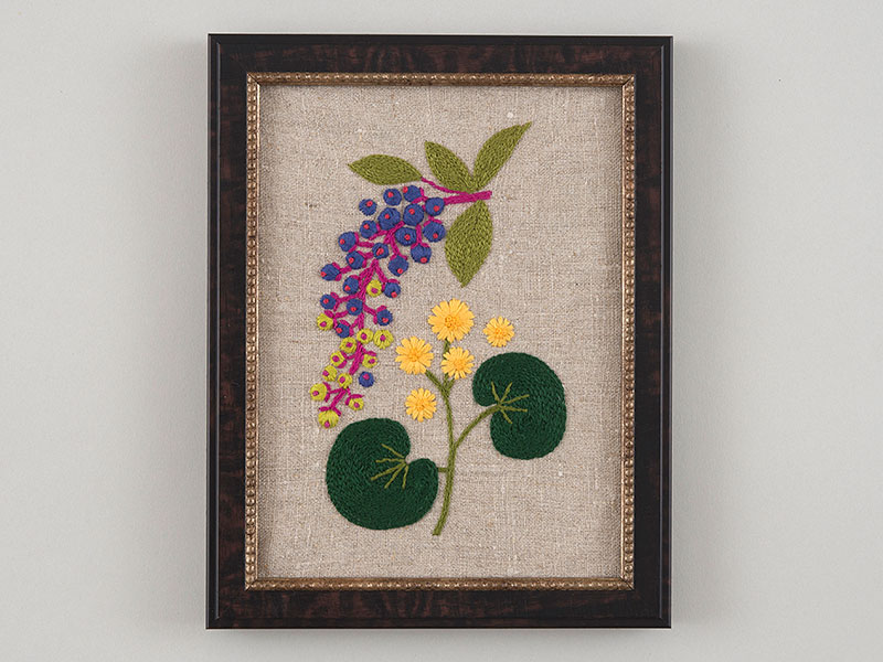 ツワブキとヨウシュヤマゴボウ?ささきみえこ『散歩で見つけた草花