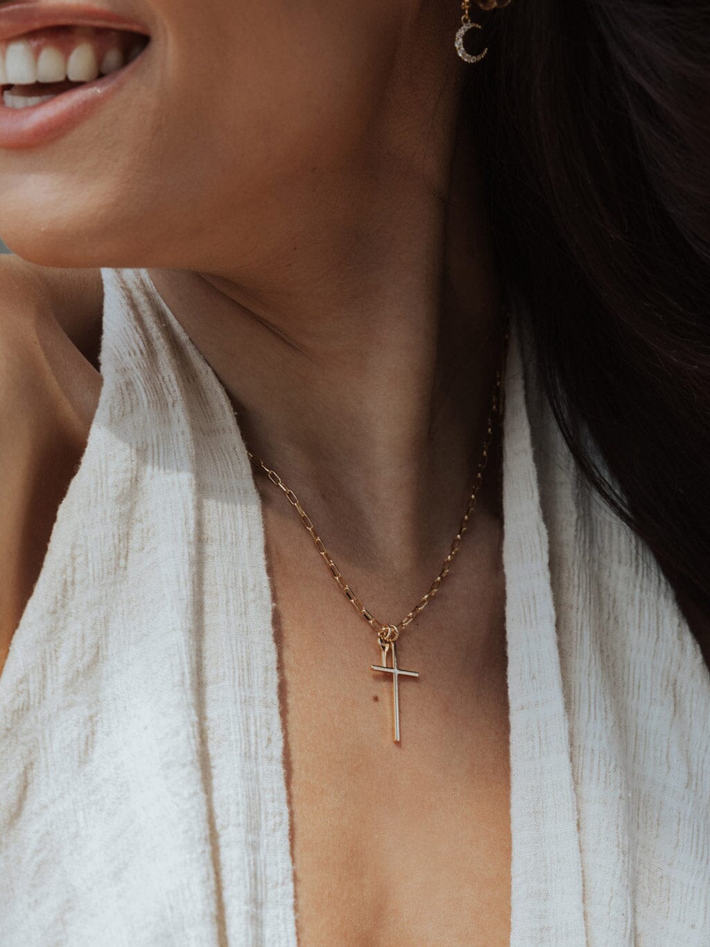 Cross and Mini Key Necklace with an Engraved Word | The Giving Keys