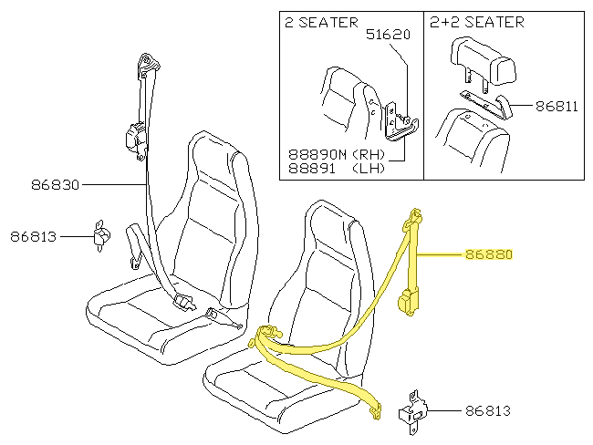Motorsport Auto - The Z Store - Factory Seat Belt, Black, Left, 79