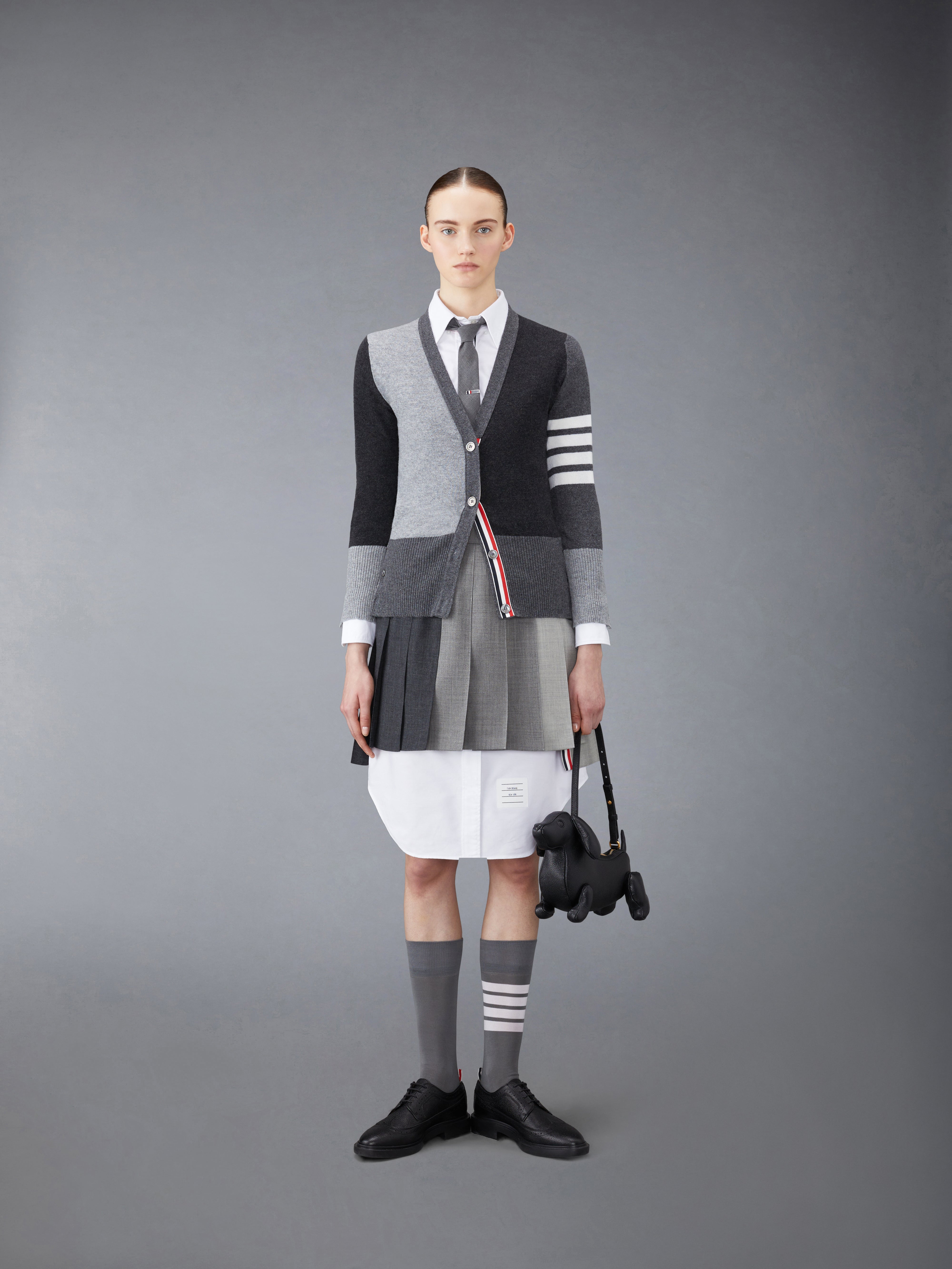 Funmix Cashmere 4 Bar V Neck Cardigan | Thom Browne