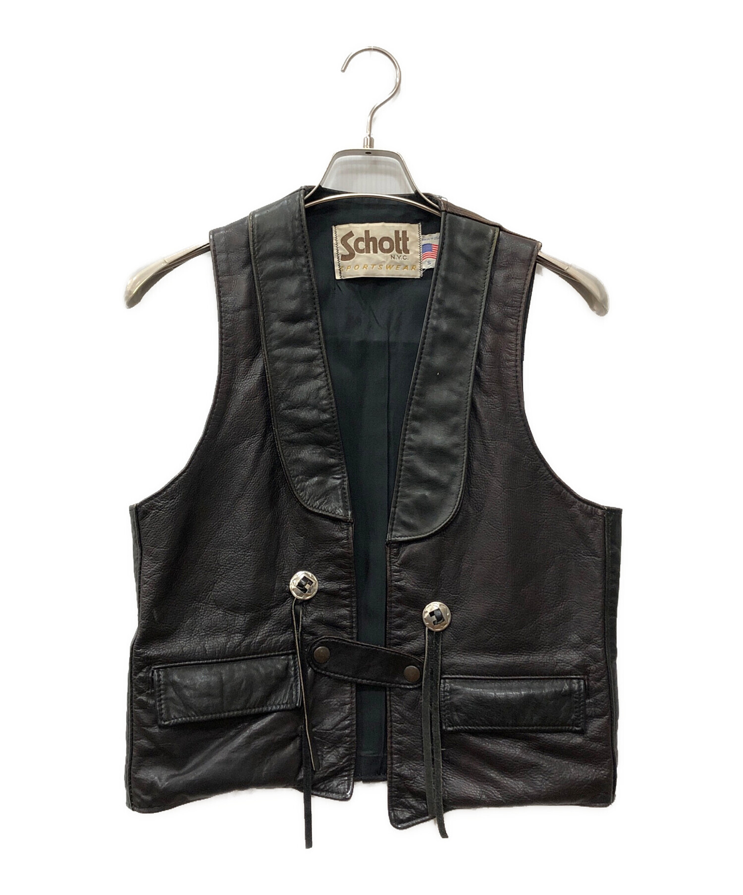 中古・古着通販】Schott (ショット) レザーベスト ブラウン サイズ:S