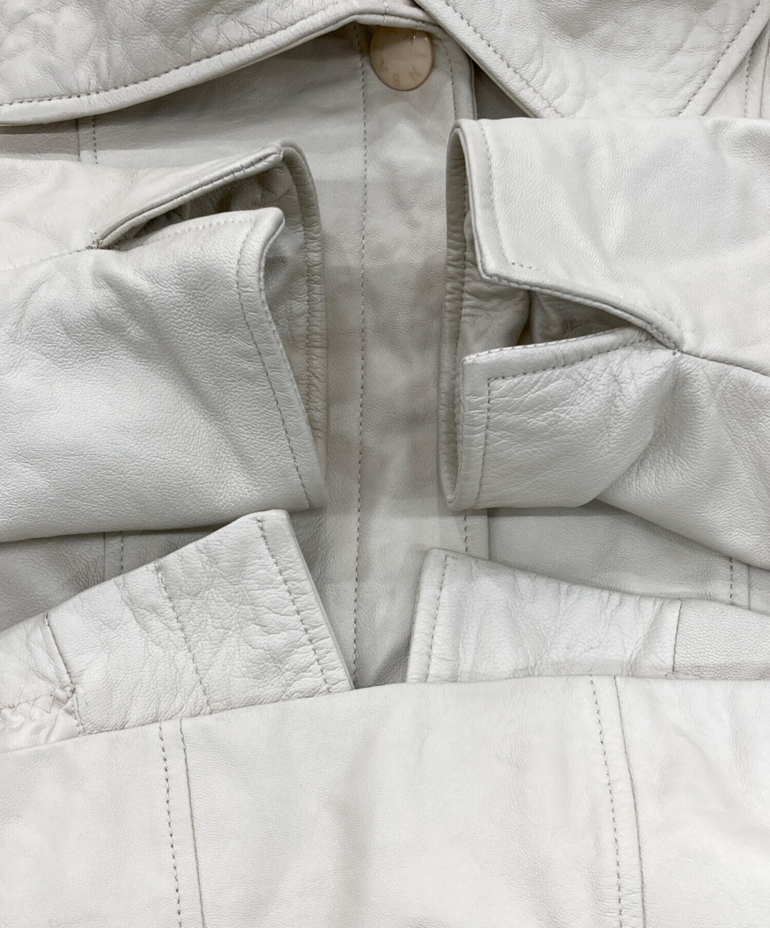 中古・古着通販】BALMAIN (バルマン) ラムレザージャケット アイボリー