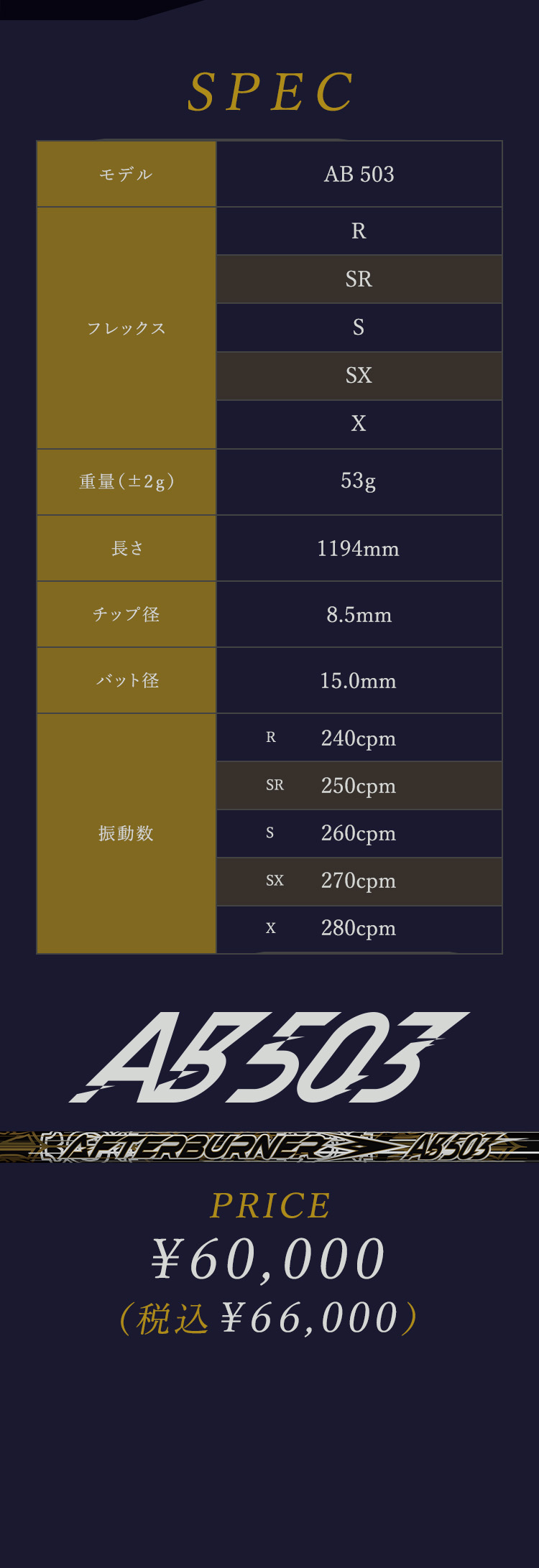 AFTERBURNER AB503 | ゴルフクラブ・シャフト・ヘッド｜trpx
