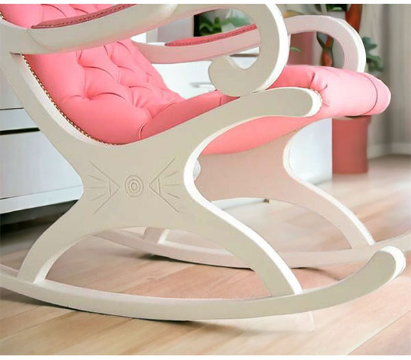 アンティーク調 チェスターフィールドロッキングチェア（ピンクレザー