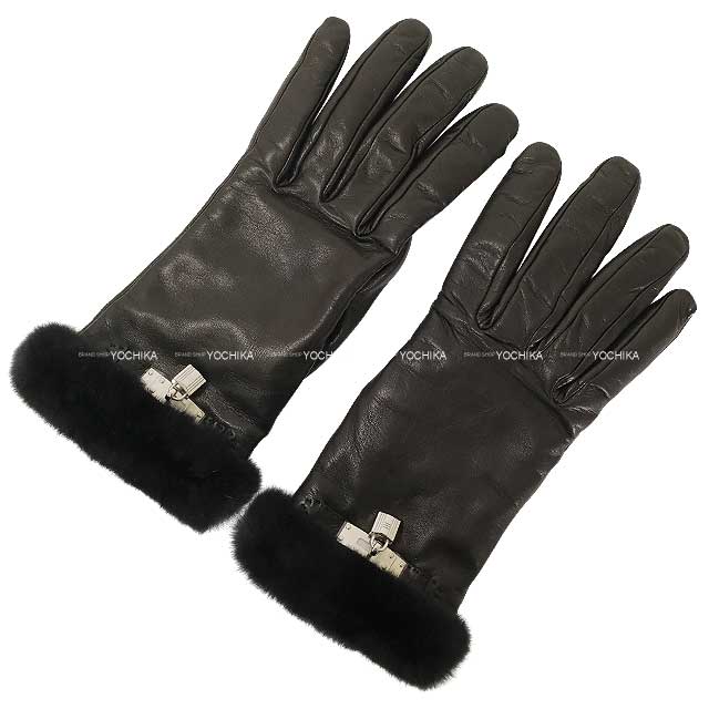 HERMES エルメス 手袋 カデナ グローブ プリンセス 黒 (ブラック