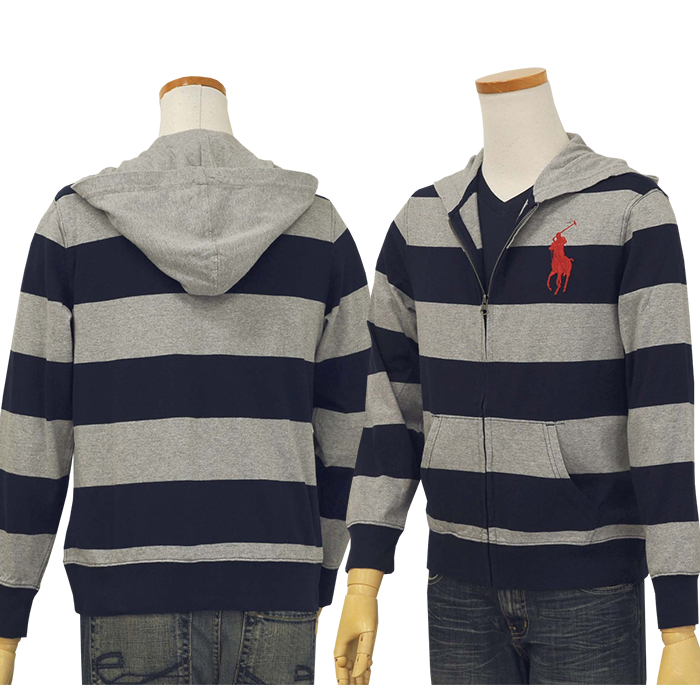 POLO ラルフローレンボーダーフルジップパーカー送料無料 トレ-ナ-、パ
