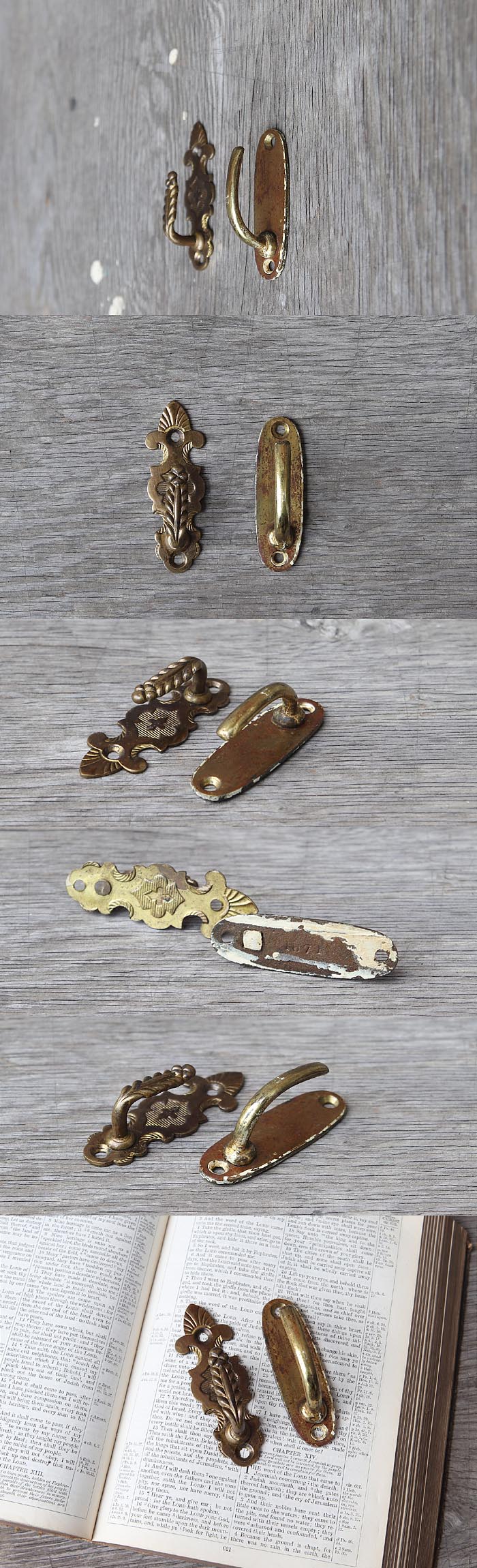 イギリス アンティーク ウォールフック2個セット/壁掛けフック/真鍮