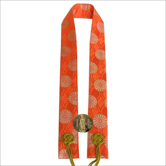 西国三十三所 お手軽巡礼セット 菊柄朱色輪袈裟 紺金襴納経帳 ｜ 通販