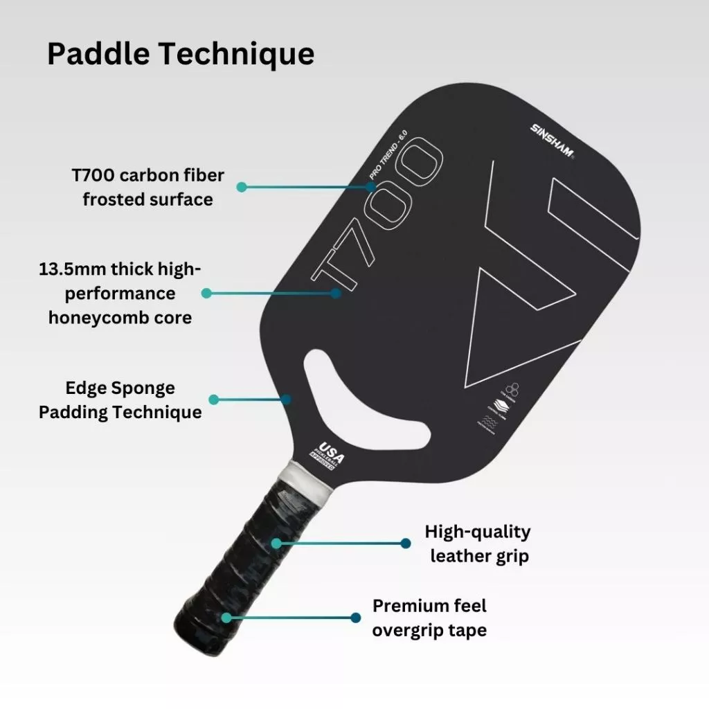 Sinsham T700 Professional Raw Carbon Fiber Pickleball Paddle