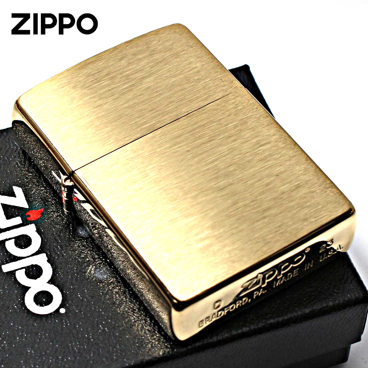 Zippo ジッポー 無地 真鍮無垢 ブラス つや消し ブラッシュドソリッド