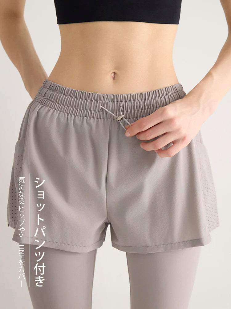 ショートパンツ付きレギンス ポケット付き