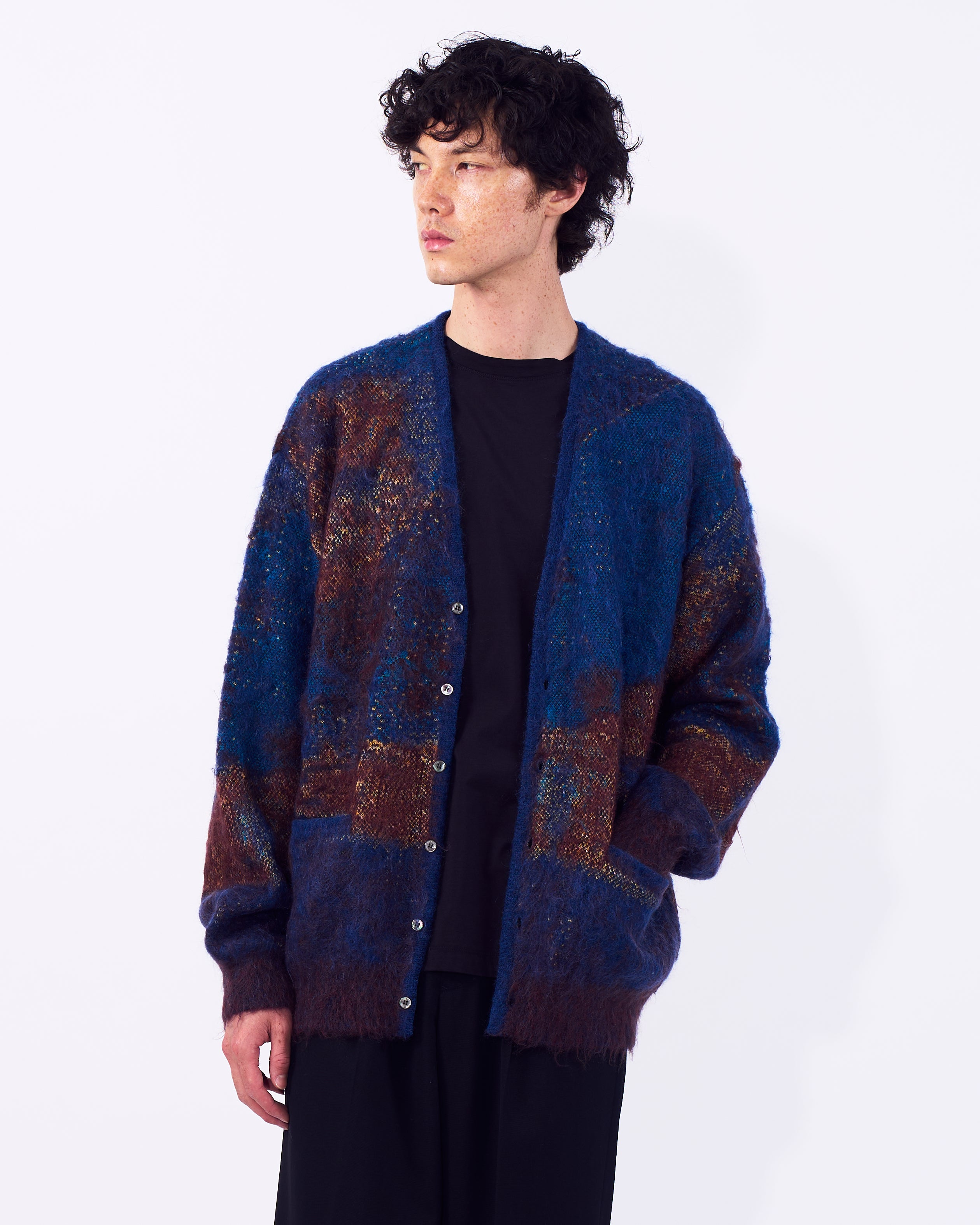 Abstract Jaquard Mohair Cardigan | YOKE Official Website