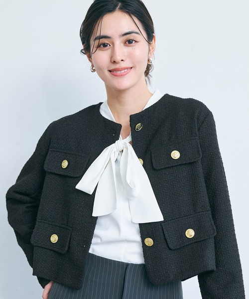 coca（コカ） ジャケット ノーカラージャケット ツイード金ボタン