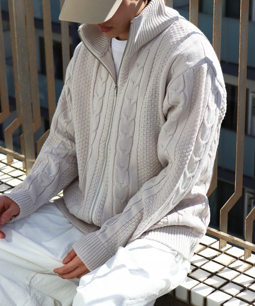 WESTSEA（ウエストシー） セーター ニット アラン柄 ダブルジップ