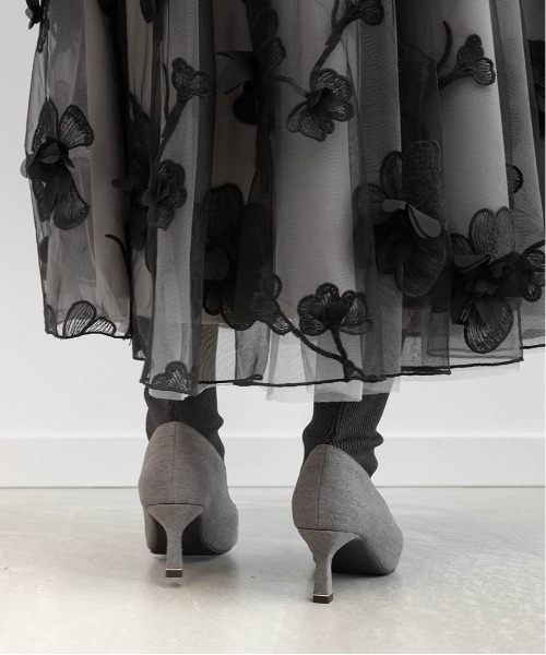 RANDA（ランダ） ブーツ パールリボンニットドッキングブーツ