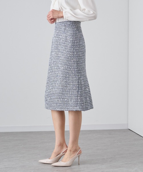 ANAYI（アナイ） スカート ミックスツイードバックフレア スカート