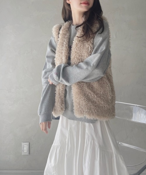 TREOVER ベスト ジレ プードルファーベスト レディース : ZOZOTOWN