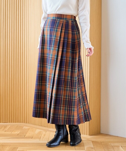 coen（コーエン） スカート 「昨年大人気」TRチェックプリーツスカート