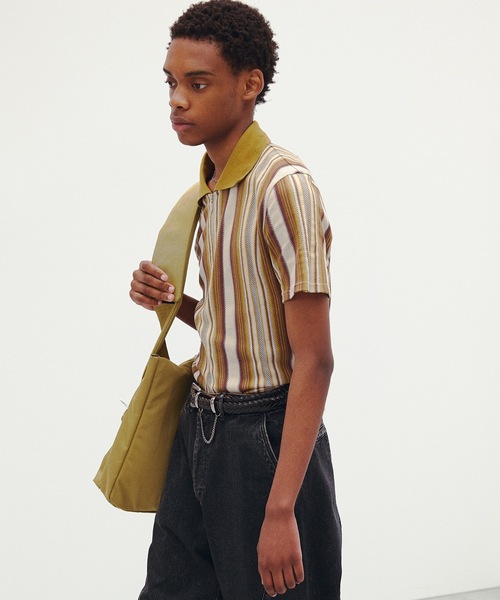 JieDa（ジエダ） シャツ HALF ZIP STRIPE S/S SHIRT メンズ レディース