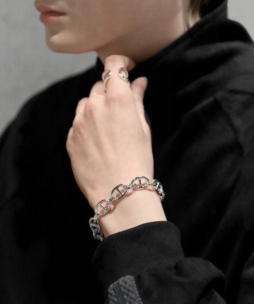 ブレスレット 「SILVER925コーティング」メタルアンカー＆サークル