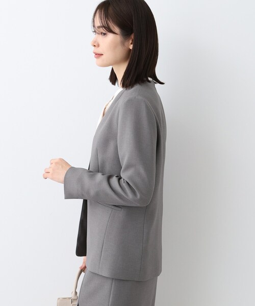 INDIVI（インディヴィ） スーツ 「洗える／スーツ」ノーカラー