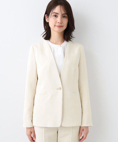 INDIVI（インディヴィ） スーツ 「洗える／スーツ」ノーカラー