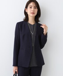 INDIVI（インディヴィ） スーツ 「洗える／スーツ」ノーカラー