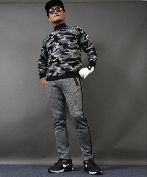 COMONGOLF（コモンゴルフ） ゴルフ ニット素材 迷彩 柄 モックネック