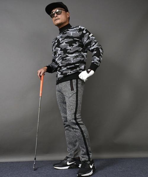 COMONGOLF（コモンゴルフ） ゴルフ ニット素材 迷彩 柄 モックネック