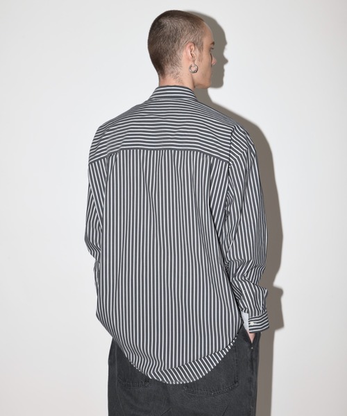 SUPERTHANKS（スーパーサンクス） シャツ 無地×ストライプ アウト