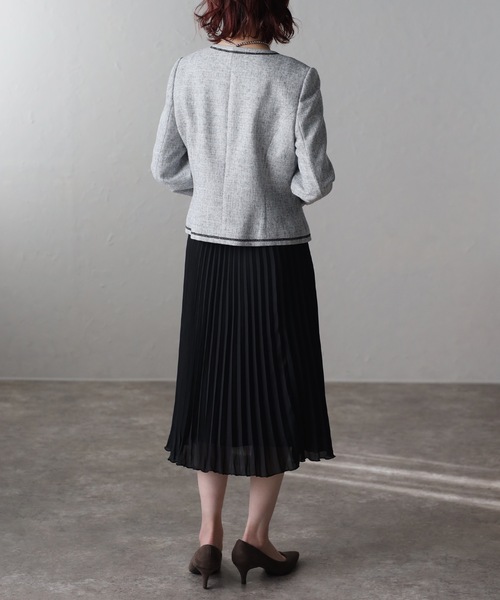 ＆HALF セットアップ カラミジャケット×プリーツスカート レディース