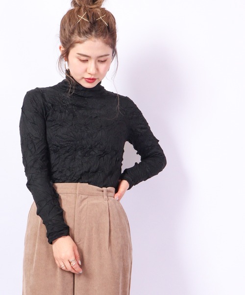 ニット セーター BRODIAEA シワ加工ニット ボトルネック レディース